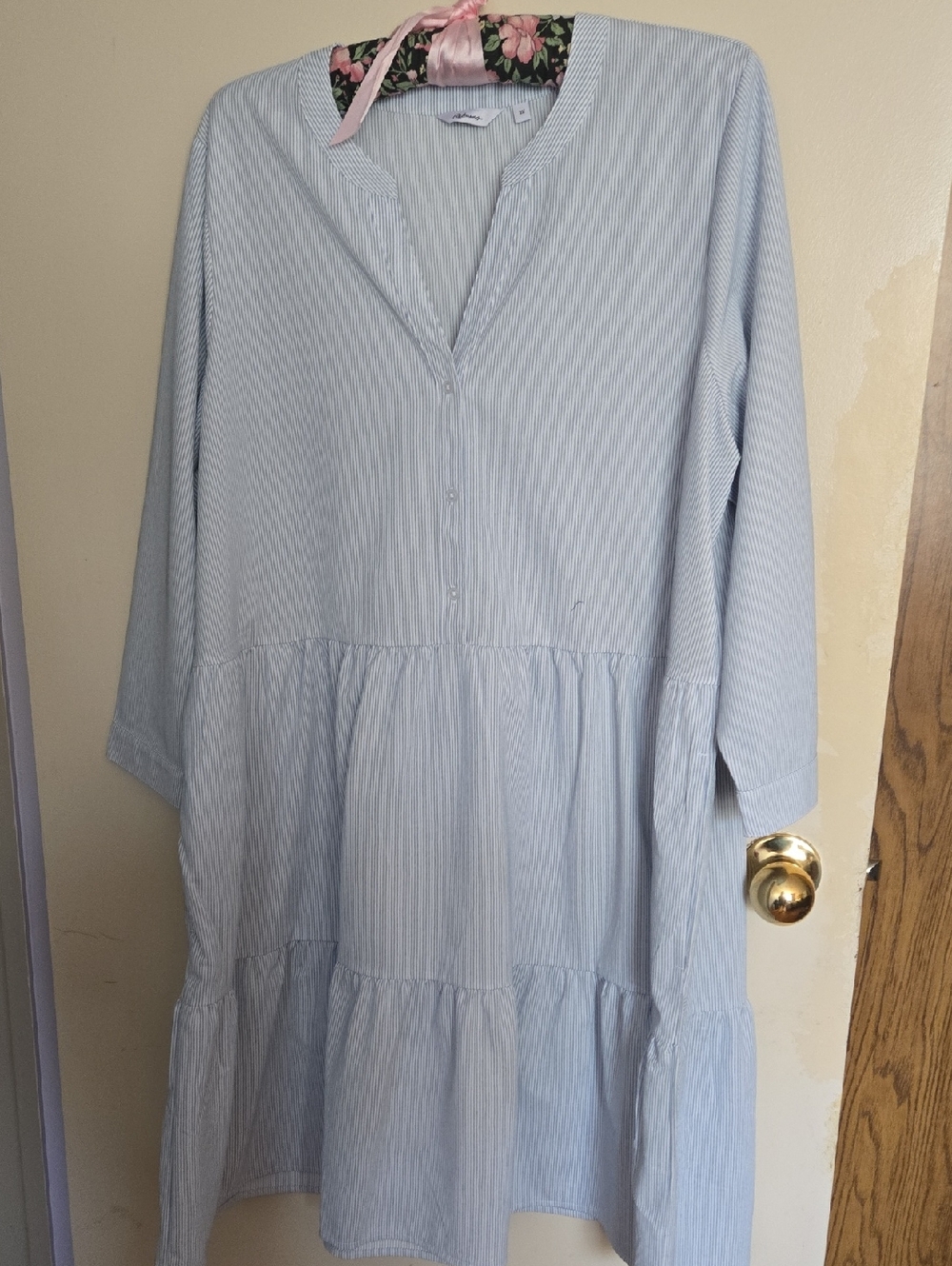 Reitmans Light Blue and White Striped Midi Dress